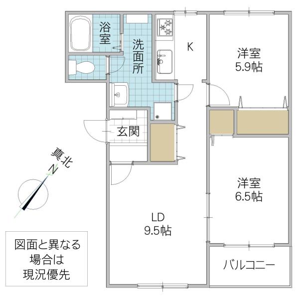 パルティールII(2LDK/1階)の間取り写真