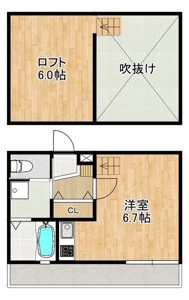 MODERN西山A(ワンルーム/1階)の間取り写真