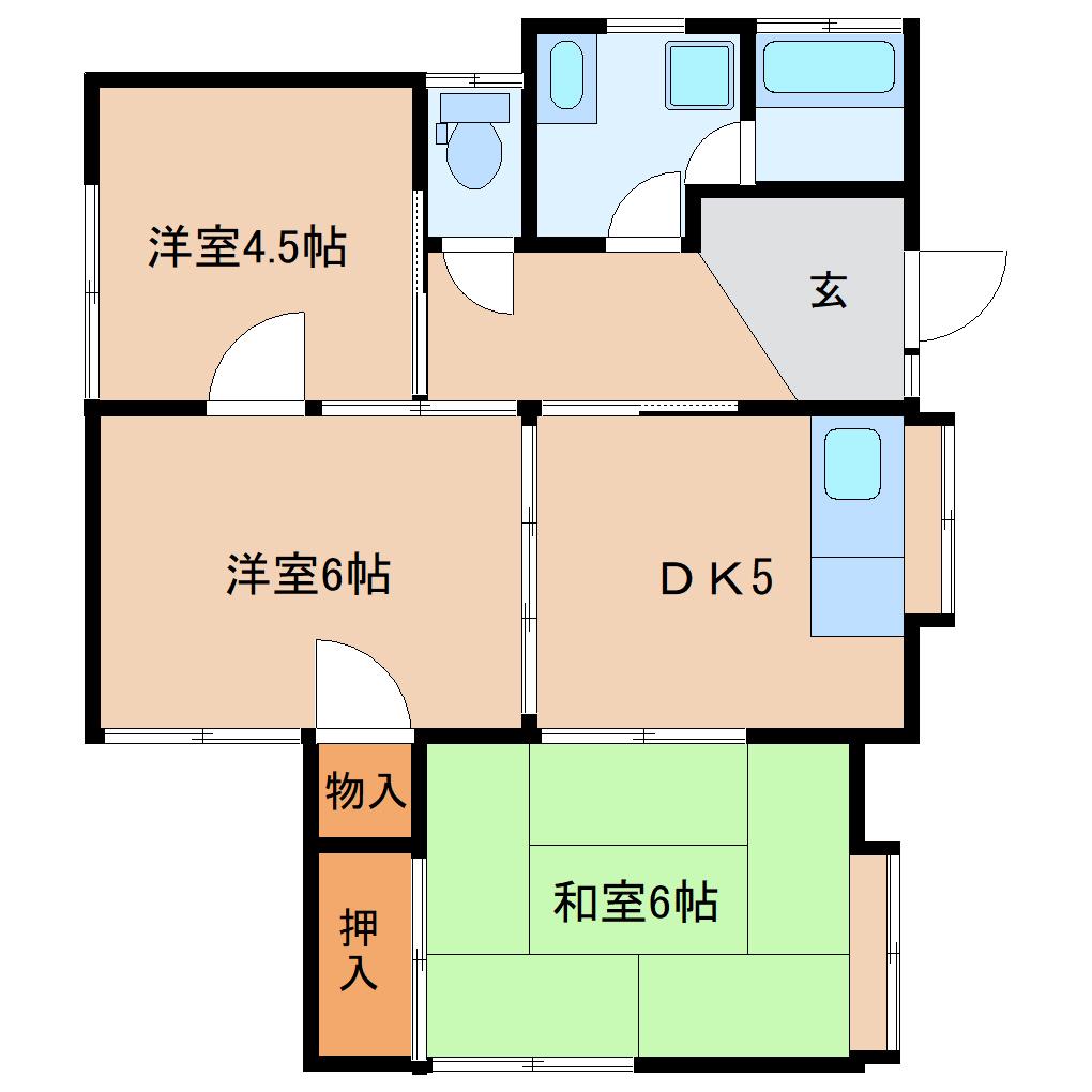 ハイムY(3DK/1階)の間取り写真