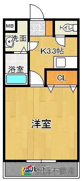 クレール和白(1K/2階)の間取り写真