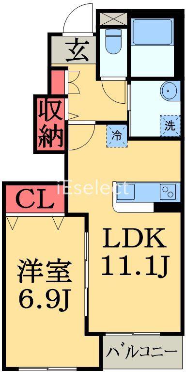 ベルデ アネックス(1LDK/1階)の間取り写真