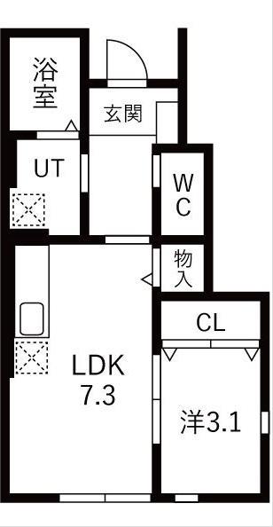 ブラストI(1LDK/1階)の間取り写真