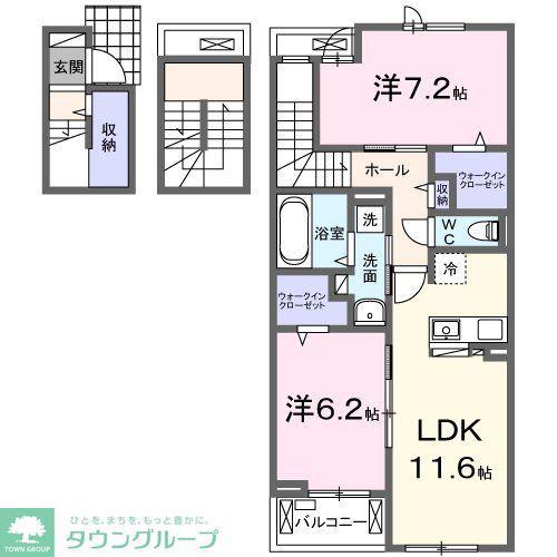 フォンド(2LDK/3階)の間取り写真