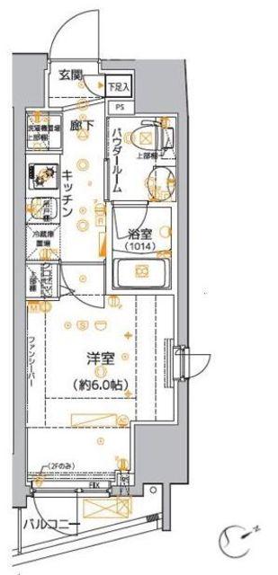 クレイシア品川東大井(1K/3階)の間取り写真
