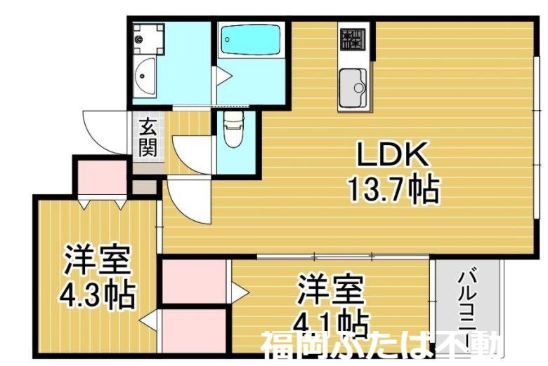 ENSTEPNO.11高宮南(2LDK/2階)の間取り写真