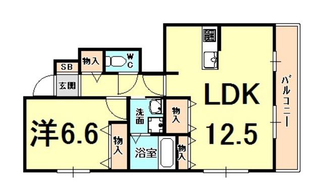 コアロード門戸(1LDK/1階)の間取り写真