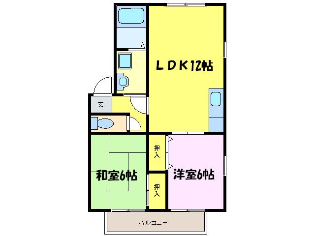 土佐屋台ハイツI(2LDK/2階)の間取り写真