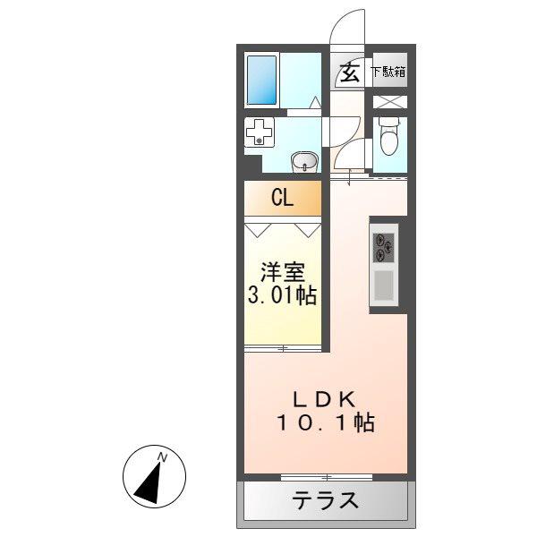 D-ROOM SASHIEII(1LDK/3階)の間取り写真
