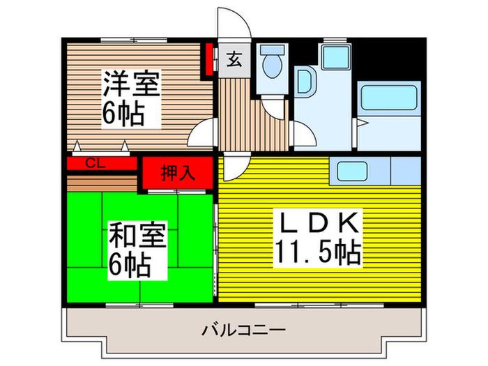 サンハイツサイド(2LDK/2階)の間取り写真