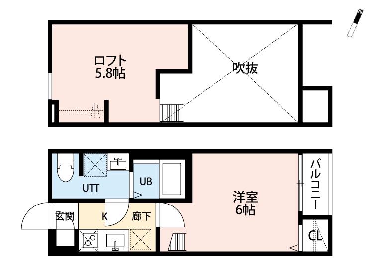 エスペランサ エーケー 豊四季(1K/2階)の間取り写真