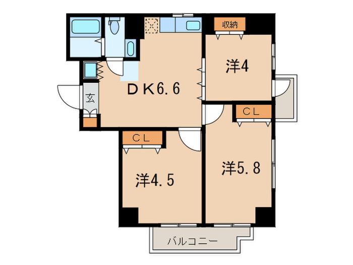 アジュール南大塚(3DK/1階)の間取り写真