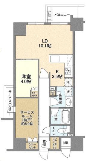 ファインレジデンス大阪本町(2LDK/4階)の間取り写真