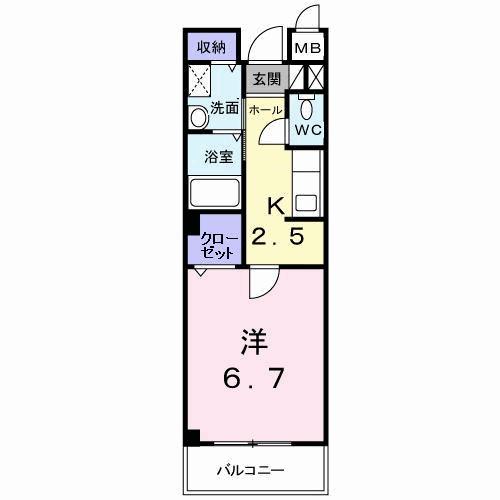 クノスペン(1K/3階)の間取り写真