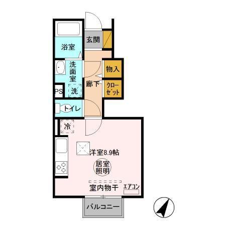 REGALO(ワンルーム/1階)の間取り写真