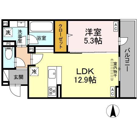 THE STATELY 子安町(1LDK/4階)の間取り写真