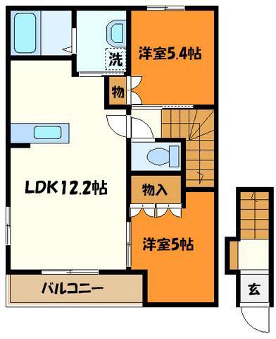 レジデンスさくら(2LDK/2階)の間取り写真