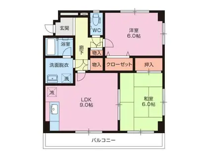 シークレフ(2DK/1階)の間取り写真