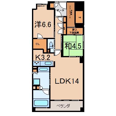 アデニウム湯河原(2LDK/8階)の間取り写真