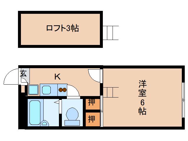レオパレス ADVANCE富雄(1K/2階)の間取り写真