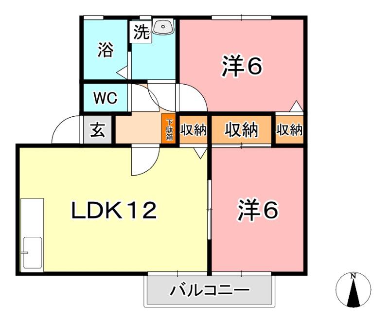 プレジャーライフ(2LDK/2階)の間取り写真