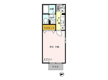 リヴェール(1K/1階)の間取り写真