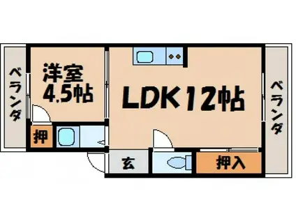 船越マンション 204(1LDK/2階)の間取り写真