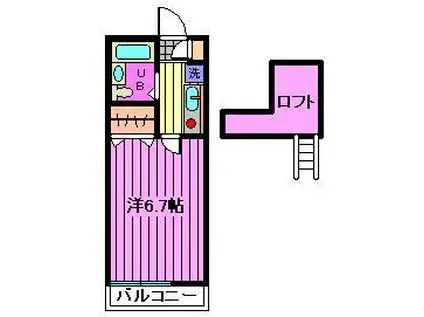 ロイヤルヒルズ(1K/2階)の間取り写真