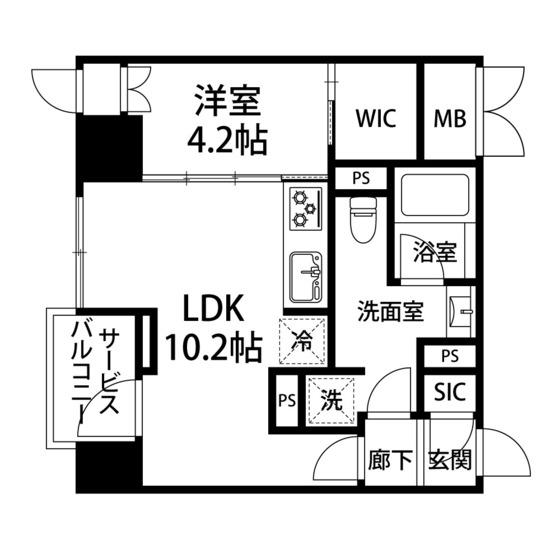 第二桃李園ビル(1LDK/5階)の間取り写真