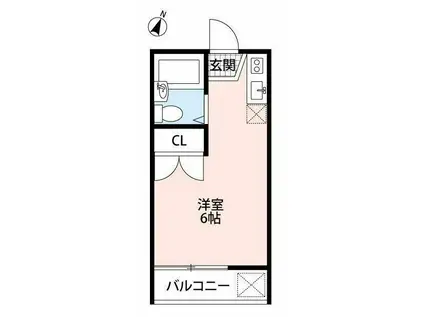 コーポ・ツルミ(ワンルーム/2階)の間取り写真