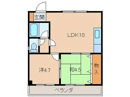 ミナールOKADA(2LDK/3階)の間取り写真