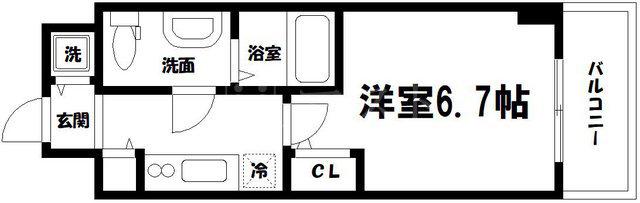 エスレジデンス北浜(1K/12階)の間取り写真