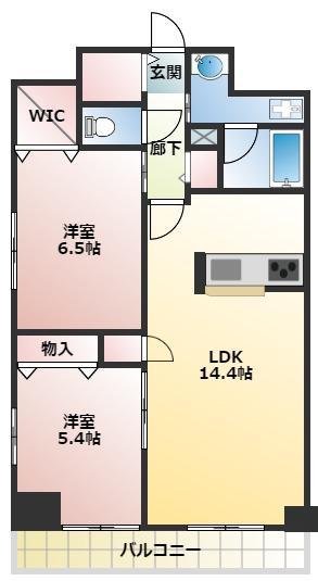 グランリベレ明石(2LDK/7階)の間取り写真
