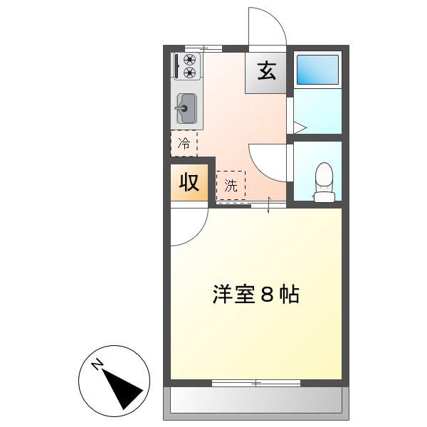 茶屋町エビスコーポ(1K/2階)の間取り写真