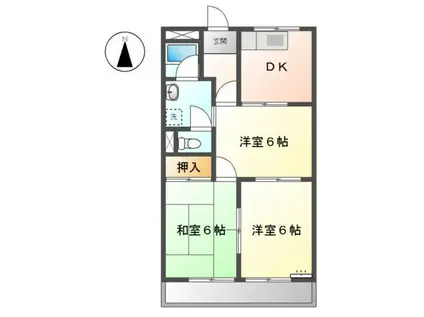 メゾンエクセルII(3K/1階)の間取り写真