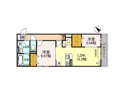 レ リヤン ファミリオVIII(2LDK/2階)の間取り写真