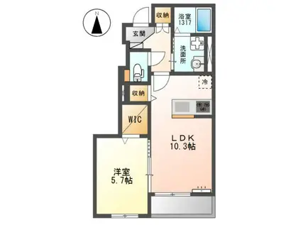 アシエルタ・アジャート(1LDK/1階)の間取り写真