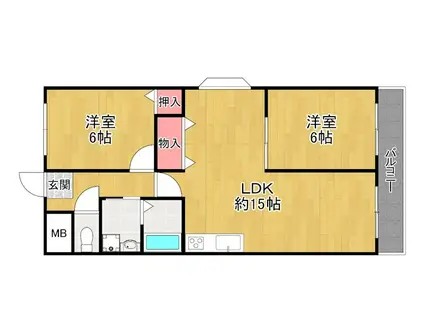 レオハイム津田II(2LDK/4階)の間取り写真