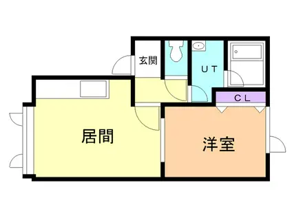 ベルシーヌ緑(1DK/2階)の間取り写真