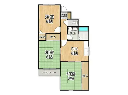 ウエストリバーハイツ(3DK/2階)の間取り写真