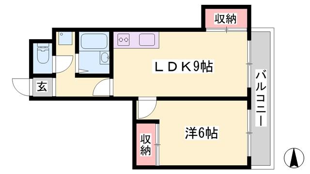 レジデンス西庄(1LDK/3階)の間取り写真