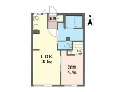 コンフォルタ藤沢町B(1LDK/1階)の間取り写真