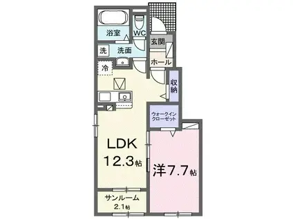 ヒカルサ柏崎サウスI(1LDK/1階)の間取り写真