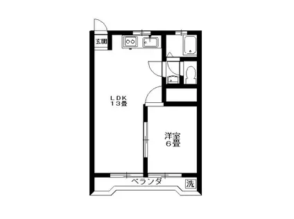 サンライズ中央(1LDK/2階)の間取り写真