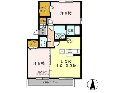 グラス ツイン(2LDK/3階)の間取り写真