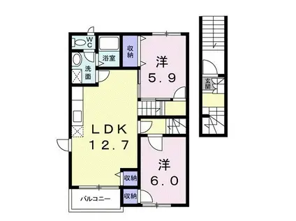 リバティー葵(2LDK/2階)の間取り写真