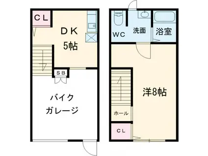 CROSS A棟(1DK/1階)の間取り写真