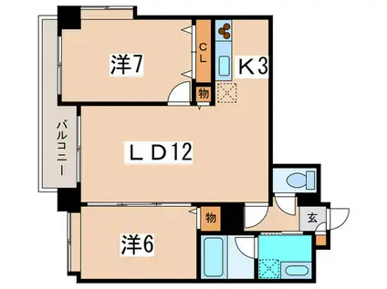 NOVA知事公館前(2LDK/4階)の間取り写真