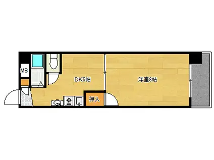 宮脇ビル(1DK/3階)の間取り写真