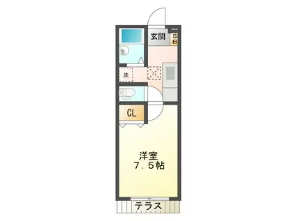 サクシード栗真(1K/2階)の間取り写真