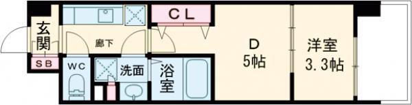 ARTIZA姫路(1DK/13階)の間取り写真